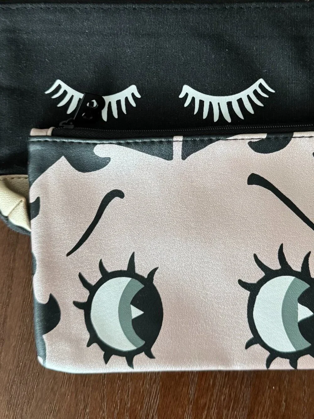 Ipsy Betty Boop Glam Bag Lot of 4 Black Gold Sequin Cosmetic Pouches